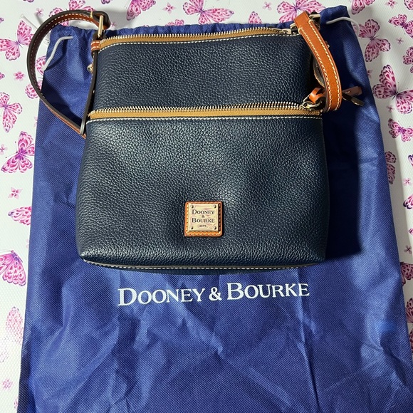 Dooney & Bourke Midnight Blue Letter Carrier Leather Crossbody Bag with Dust Bag - Picture 1 of 6